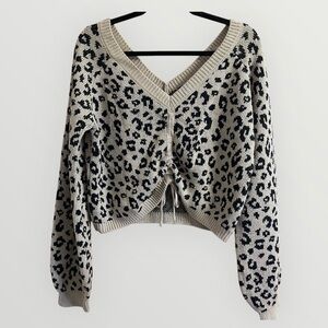 Animal print cropped sweater